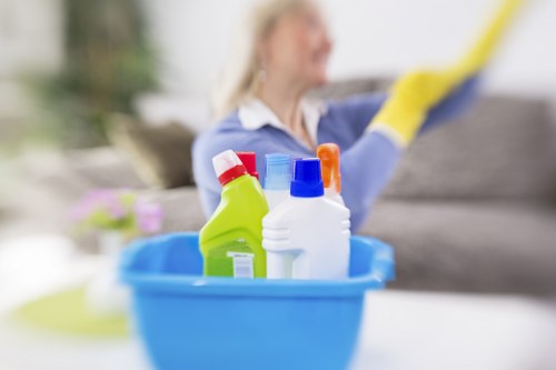 Cleaning a building façade in an NW3 residential street